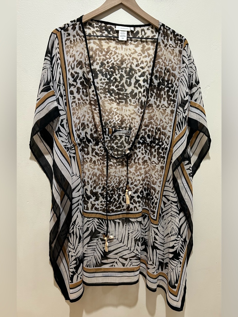 Bleu Rod Beattie Urban Oasis Chiffon Caftan Animal Print Sheer Swimsuit Cover Up - Picture 1 of 6